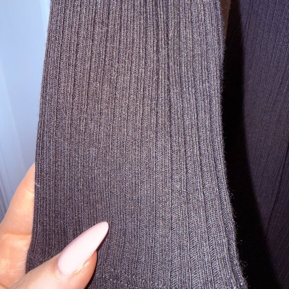 Reformation Banks Long Sleeve Ribbed Stretch-Modal Midi Dress Black Women's L - Picture 3 of 5